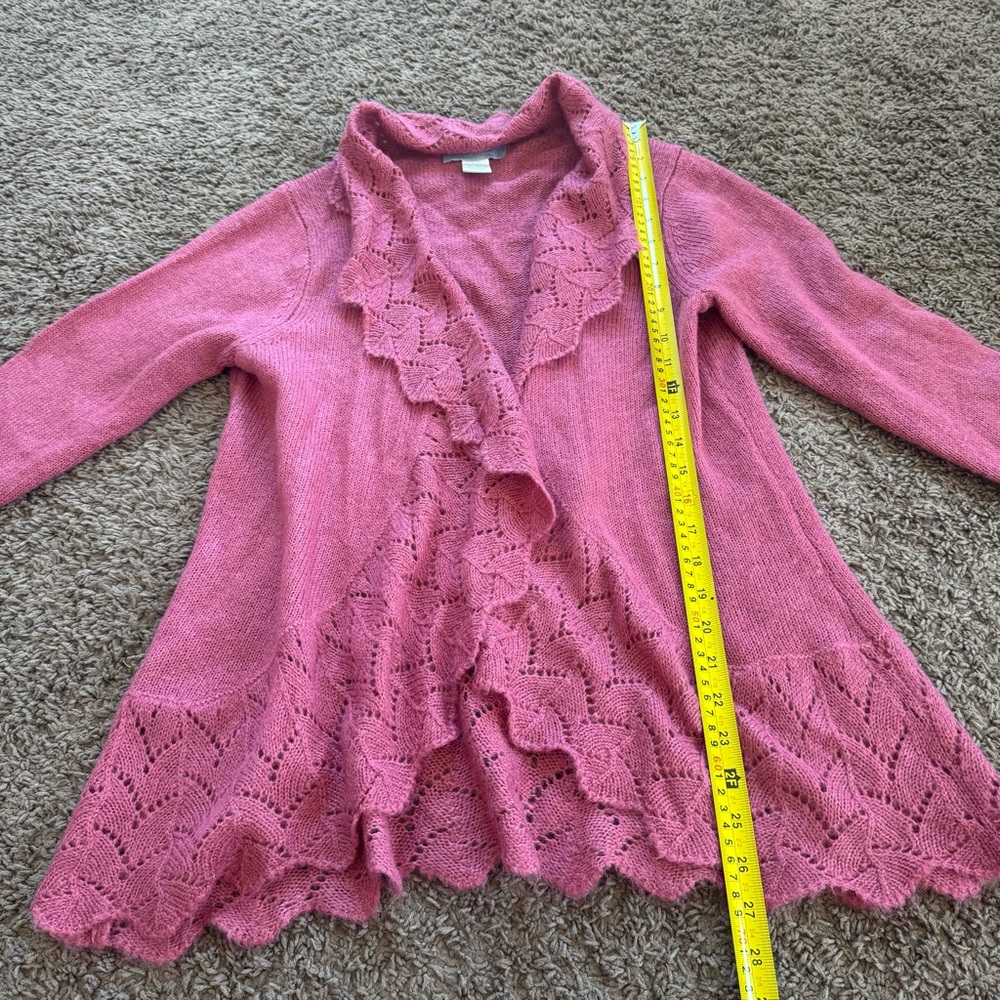 Modern Soul Rose Pink Mohair Blend Cardigan Sweater Open Front Oversized XS - Picture 6 of 7